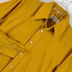 VTG 60s 70s Arrow Mach II Shirt Men M 15-33 Mustard Sanforized Dagger Collar USA